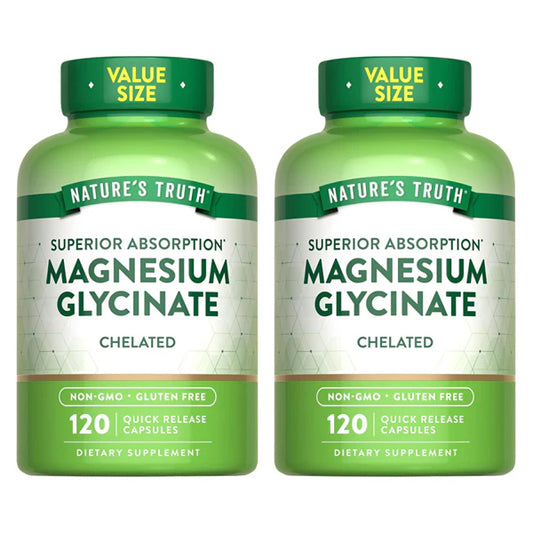2 Pack - Nature's Truth Chelated Magnesium 200mg High Absorption 120 Capsules