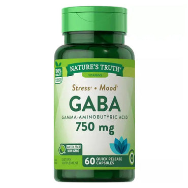 2 Pack - Nature's Truth GABA Supplement for Mood + Stress 750mg 60 Capsules Rejoov