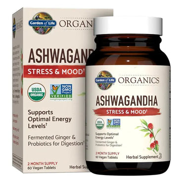 2 Pack - Garden of Life Organic Ashwagandha Supplement with Probiotics 60 Count Garden of Life