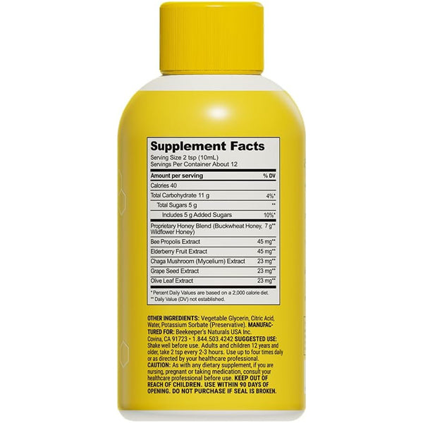 2 Pack - Beekeeper's Naturals Propolis Honey Cough Syrup Daytime for Adults 4oz