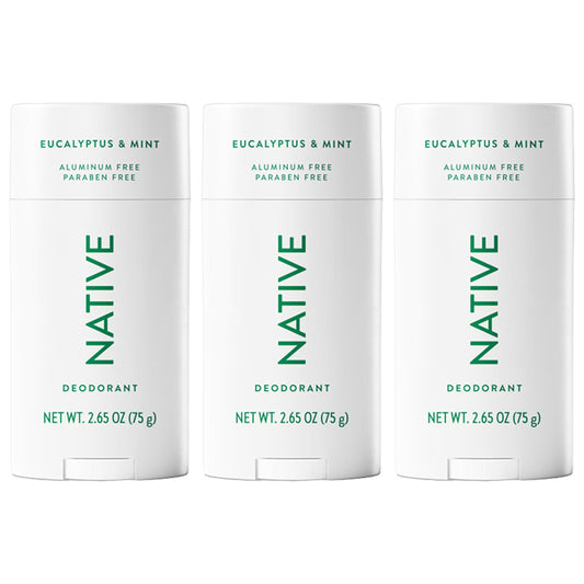3 Pack - Native Aluminum Free Solid Deodorant Eucalyptus & Mint 2.65oz
