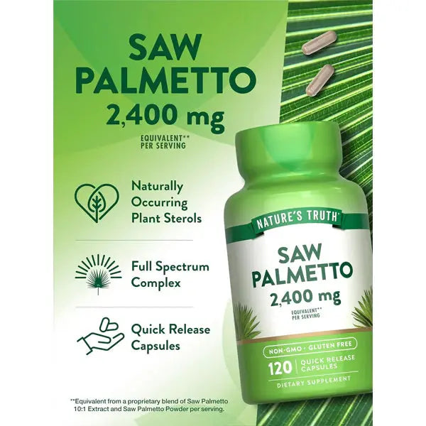 2 Pack - Nature's Truth Saw Palmetto Extract 2400mg 120 Capsules Each Nature's Truth