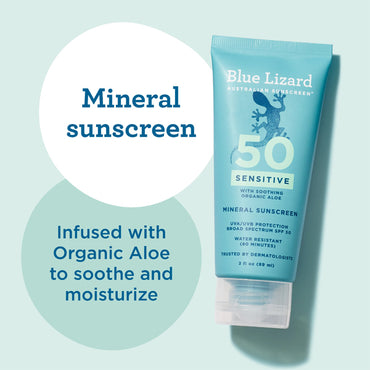 Blue Lizard Mineral Australian Sensitive Sunscreen SPF 50 5 + 3oz 2 Pack