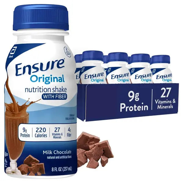 12 Pack - Ensure Original Milk Chocolate Nutrition Shake With Fiber 8oz Ensure