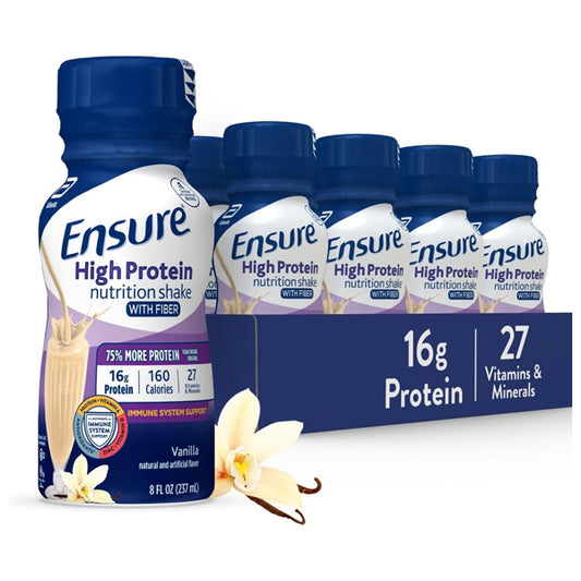 12 Pack - Ensure High Protein Vanilla Nutrition Shake with Fiber 8oz