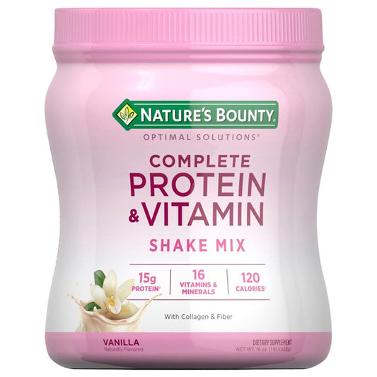 Nature's Bounty Optimal Solutions Complete Protein & Vitamin Shake Mix Vanilla 16oz