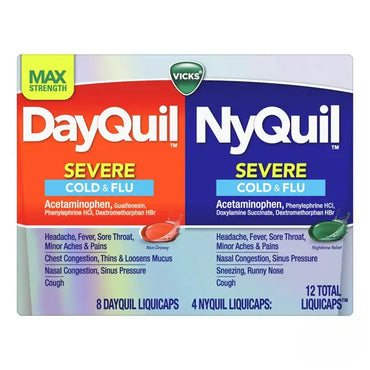 2 Pack - Vicks DayQuil & NyQuil Max Strength Severe Combo 12 Count Each Vicks