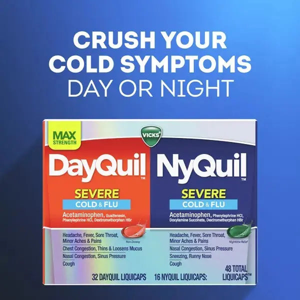 2 Pack - Vicks DayQuil & NyQuil Max Strength Severe Combo 12 Count Each Vicks
