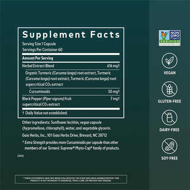 Gaia Herbs Turmeric Supreme Extra Strength 60 Vegan Capsules