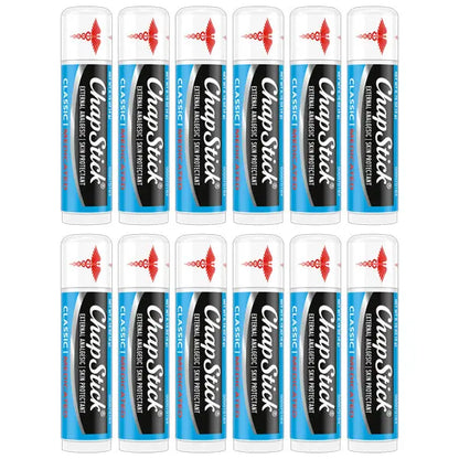12 Pack - ChapStick Classic Medicated Lip Balm Tube 0.15oz ChapStick