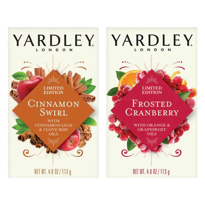 6 Pack - Yardley London Limited Edition Cinnamon Swirl & Frosted Cranberry Moisturizing Bath Bar 4oz