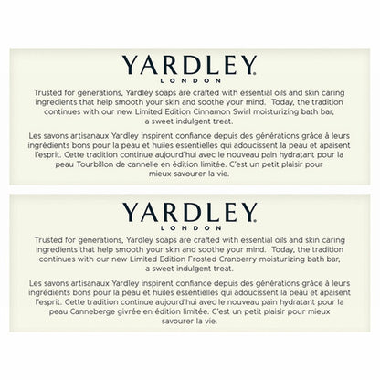6 Pack - Yardley London Limited Edition Cinnamon Swirl & Frosted Cranberry Moisturizing Bath Bar 4oz