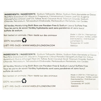 6 Pack - Yardley London Limited Edition Cinnamon Swirl & Frosted Cranberry Moisturizing Bath Bar 4oz