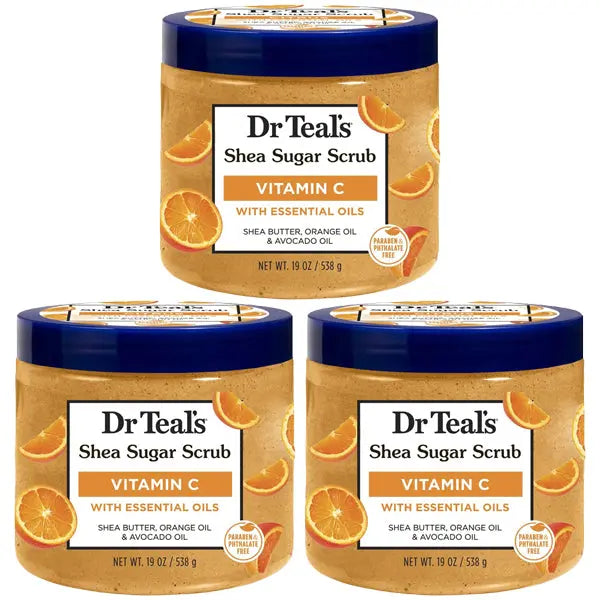 3 Pack - Dr Teal's Shea Sugar Body Scrub, Citrus with Essential Oils & Vitamin C 19oz Dr Teal's
