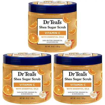 3 Pack - Dr Teal's Shea Sugar Body Scrub, Citrus with Essential Oils & Vitamin C 19oz Dr Teal's