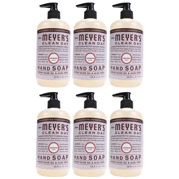 6 Pack - MRS. MEYER'S CLEAN DAY Hand Soap Lavender Scent 12.5oz Mrs. Meyer's