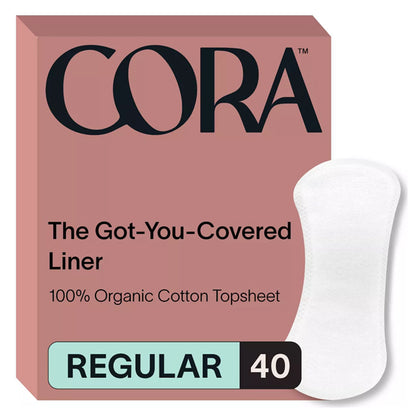 3 Pack - Cora Organic Cotton Ultra Thin Panty Liners Regular Absorbency 40 Count Each
