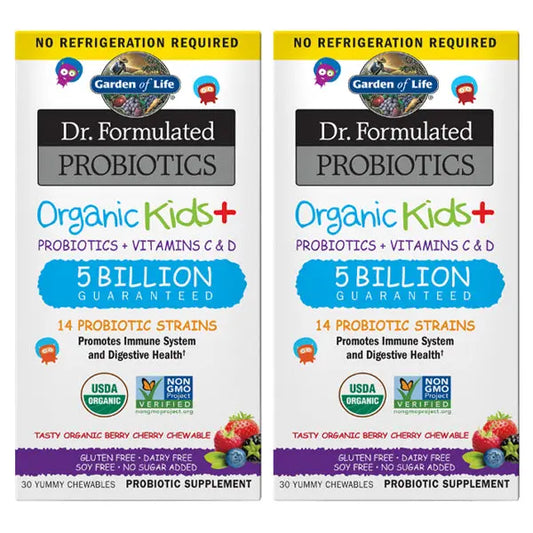 2 Pack - Garden of Life Dr. Formulated Probiotics Organic Kids+ Gummy Berry Cherry 30 Count Garden of Life