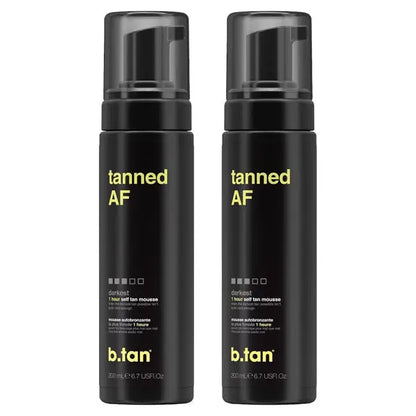 2 Pack - b.tan Tanned AF Darkest Brown Self Tan Mousse 6.7oz b.tan