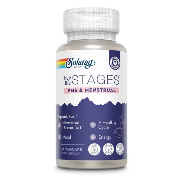 2 Pack - Solaray PMS & Menstrual Supplement her life STAGES 24 VegCaps Solaray