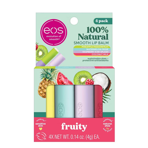 2 Pack - eos 100% Natural Shea Lip Balm Variety Pack Fruity 0.56oz 4 Count