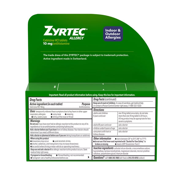 2 Pack - Zyrtec 24 Hour Allergy Relief Tablets, 40 Count Bonus Pack