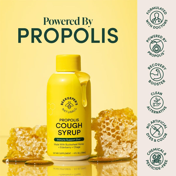 2 Pack - Beekeeper's Naturals Propolis Honey Cough Syrup Daytime for Adults 4oz