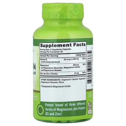 2 Pack - Nature's Truth, Triple Magnesium + D3 & Zinc, 60 Capsules Each