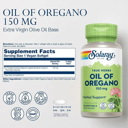 2 Pack - Solaray Oil of Oregano Softgels Extra Strength 60 Softgels Solaray