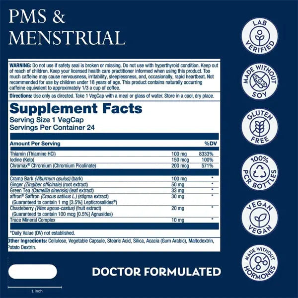 2 Pack - Solaray PMS & Menstrual Supplement her life STAGES 24 VegCaps Solaray