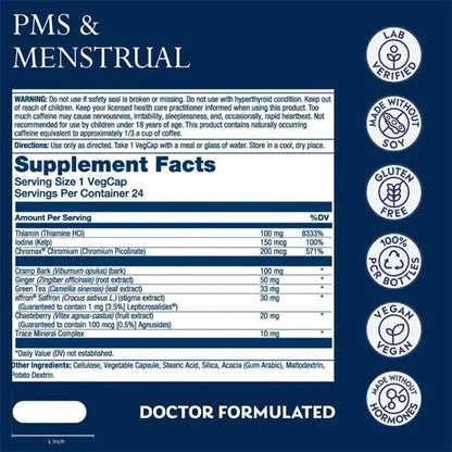 2 Pack - Solaray PMS & Menstrual Supplement her life STAGES 24 VegCaps Solaray