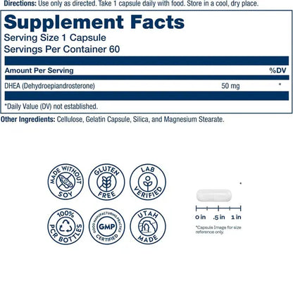 2 Pack - Solaray DHEA Supplement for Women and Men 60 Capsules Solaray