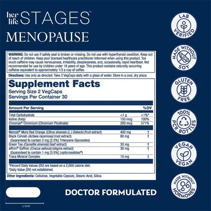 2 Pack - Solaray Menopause her Life Stages Menopause Supplement 60 VegCaps Solaray