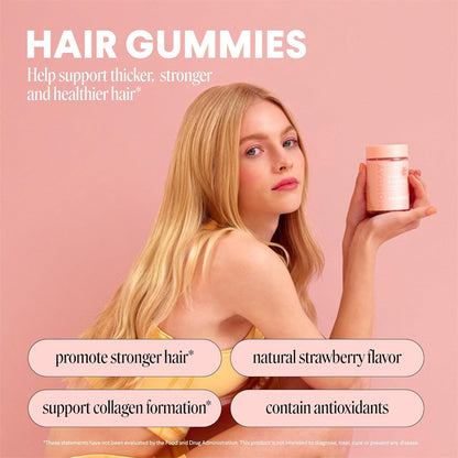 2 Pack - MONDAY HAIRCARE Hair Gummies with 2500 mcg Biotin Strawberry 60 Count
