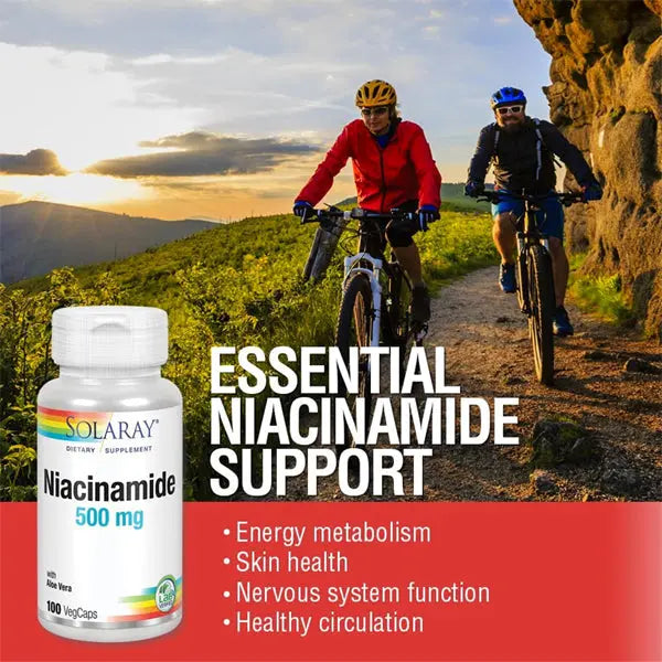 2 Pack - Solaray Niacinamide 500mg Vitamin B-3 100 VegCaps Solaray