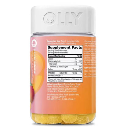 2 Pack - OLLY Probiotic Immune and Digestive Gummy Mango Sunrise 120 Count OLLY