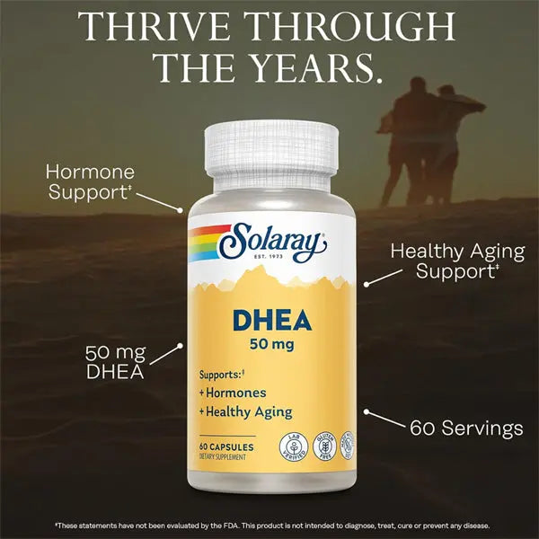 2 Pack - Solaray DHEA Supplement for Women and Men 60 Capsules Solaray