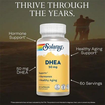 2 Pack - Solaray DHEA Supplement for Women and Men 60 Capsules Solaray