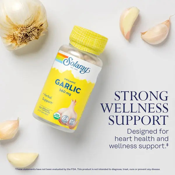 2 Pack - Solaray Organic Garlic Pills 560 mg Garlic Supplements 100 VegCaps Solaray
