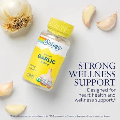 2 Pack - Solaray Organic Garlic Pills 560 mg Garlic Supplements 100 VegCaps Solaray