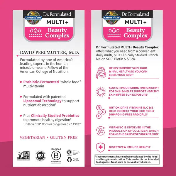 2 Pack - Garden of Life Dr Formulated Multi+ Fermented Beauty Complex 30 Count Garden of Life