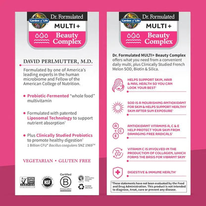2 Pack - Garden of Life Dr Formulated Multi+ Fermented Beauty Complex 30 Count Garden of Life