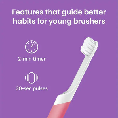 Quip Sonic Toothbrush for Kids Timed Electric Toothbrush Small Head Soft - Pink Quip