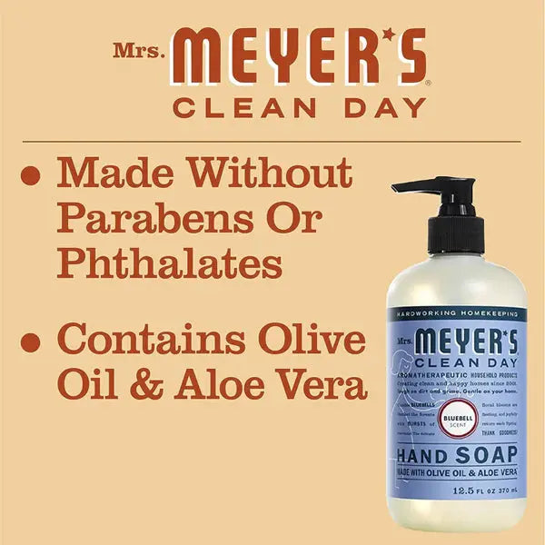 6 Pack - MRS. MEYER'S CLEAN DAY Hand Soap Bluebell Scent 12.5oz Mrs. Meyer's
