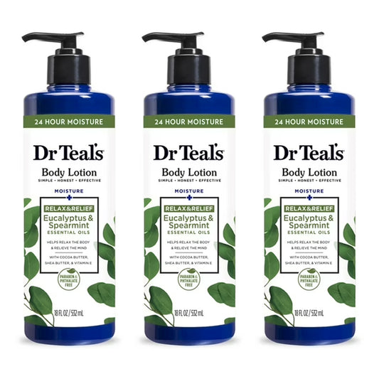 3 Pack - Dr Teal's Eucalyptus & Spearmint Body Lotion, 18oz