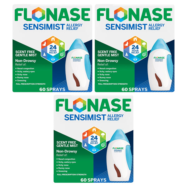 3 Pack - Flonase Sensimist Non Drowsy Allergy Relief Nasal Spray 60 Sprays