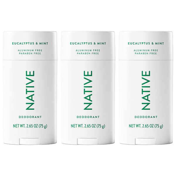 3 Pack - Native Aluminum Free Solid Deodorant Eucalyptus & Mint 2.65oz
