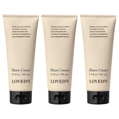 3 Pack - Loved01 Moisturizing & Fragrance-Free Face & Body Shave Cream 3.4oz