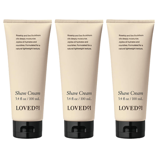 3 Pack - Loved01 Moisturizing & Fragrance-Free Face & Body Shave Cream 3.4oz