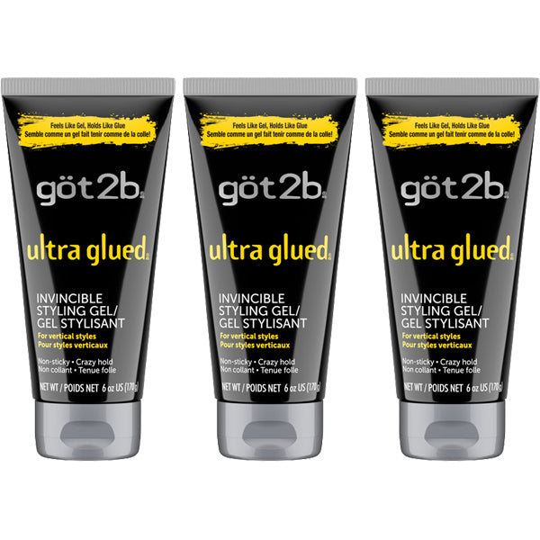 3 Pack - got2b Ultra Glued Invincible Extra Strong Hold Hair Gel 6oz